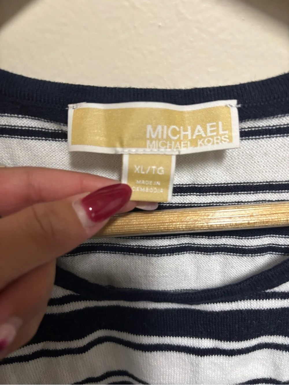 Michael Kors Navy and White Striped Sleeveless Tank
